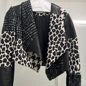 Alice + Olivia Cropped Mixed Print Jacket